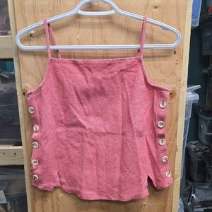 Meadow Rue By Anthropologie Size S Heathered Pink Sleeveless Buttoned Top
